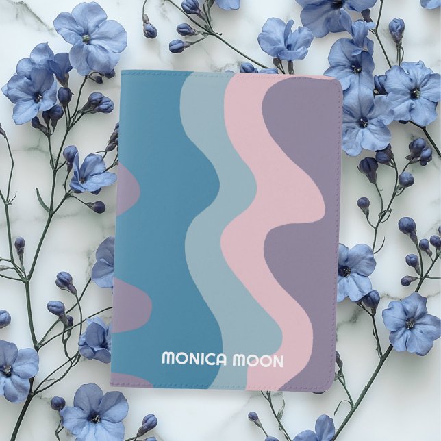 Chic Modern Simple Wave Stripes Purple CUSTOM Name Passport Holder (Chic Modern Simple Wave Stripes Purple CUSTOM Name Passport Holder
)