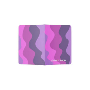 Chic Modern Simple Wave Stripes Purple CUSTOM Name Passport Holder
