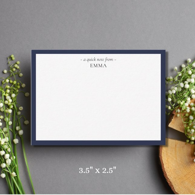 Chic Modern Small Denim Blue Correspondence   Note Card (Creator Uploaded)