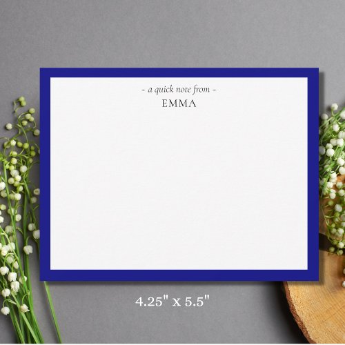 Chic Modern Small Navy Blue Correspondence  Note Card