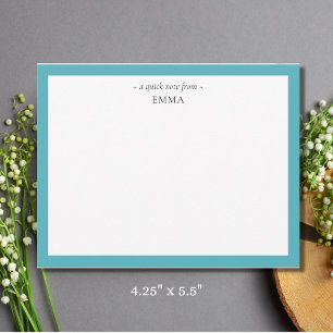Chic Modern Small Sapphire Blue Correspondence Note Card