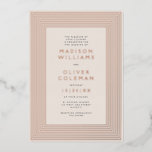 Chic Modern Striped Frame Wedding REAL Foil Invitation<br><div class="desc">This gorgeous wedding invitation design features a simple striped frame, muted pink background, and modern typography. The frame, your names, and wedding date are all in real pressed foil. All other text is flat printed. This elegant design is a fabulous choice for many styles of events, from classic to boho....</div>