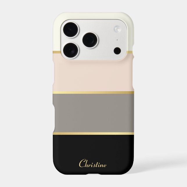 Chic Modern Stripes Pattern with Name Case-Mate iPhone Case (Back)