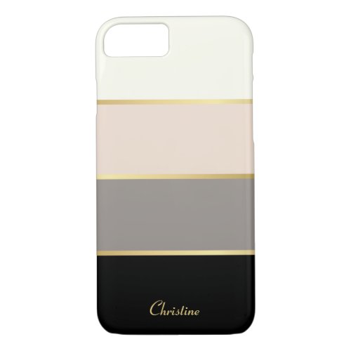 Chic Modern Stripes Pattern with Name iPhone 87 Case