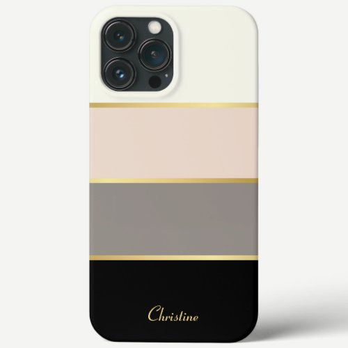 Chic Modern Stripes Pattern with Name iPhone 13 Pro Max Case