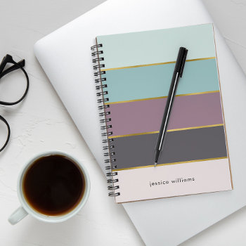 Chic Modern Stripes Personalized Notebook by heartlocked at Zazzle