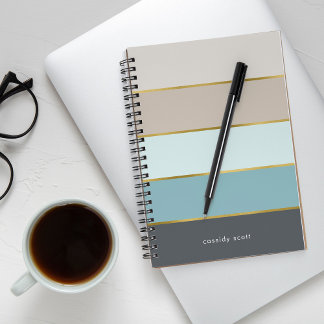 Chic Modern Stripes Personalized Notebook