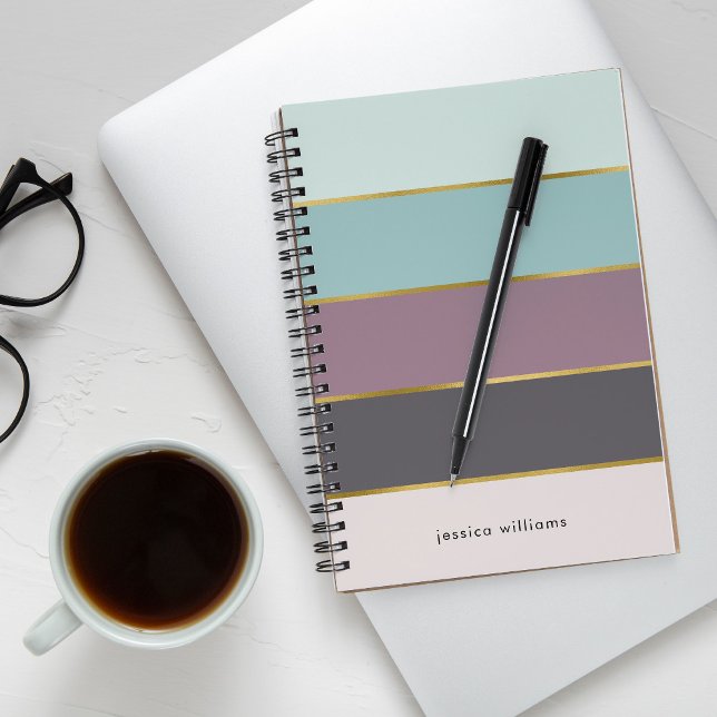 Chic Modern Stripes Personalized Notebook (Creator Uploaded)