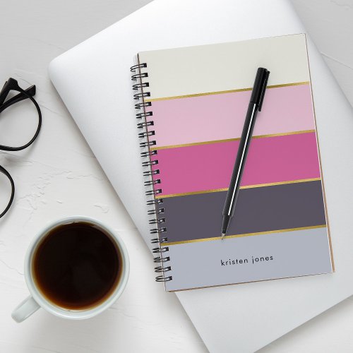 Chic Modern Stripes Personalized Notebook