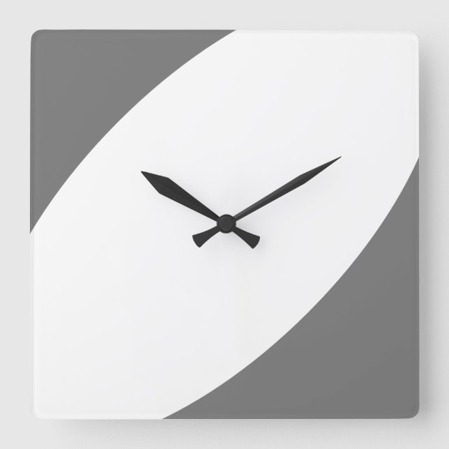 Chic Modern Stylish Gray White Sweeping Curves Square Wall Clock (Front)