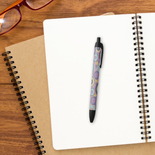 Chic Modern Stylish Purple Geometric Pattern Black Ink Pen