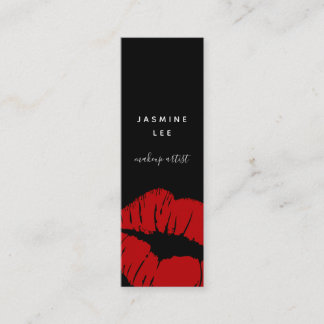 chic modern stylist makeup artist minimalist lips mini business card