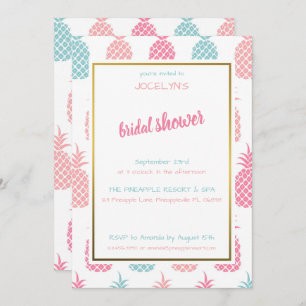 Chic Modern Tropical Pineapple Bridal Shower Invitation