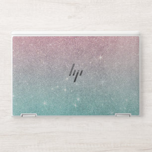 Chic modern turquoise pink ombre elegant glitter HP laptop skin
