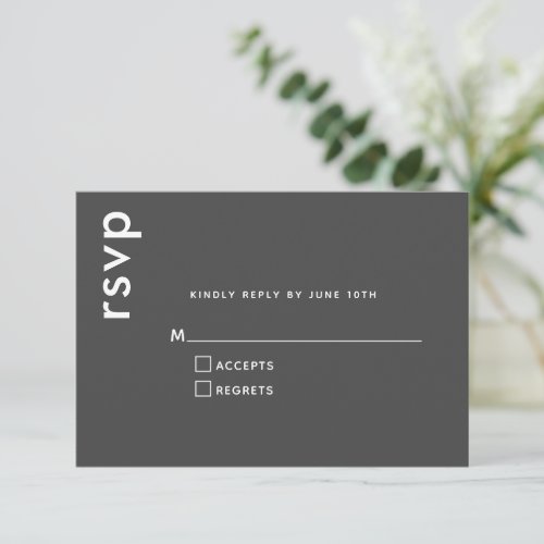 Chic Modern Typography  Black and White Wedding RSVP Card