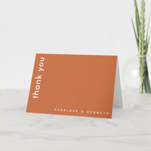 Chic Modern Typography  Burnt Orange Wedding Thank You Card