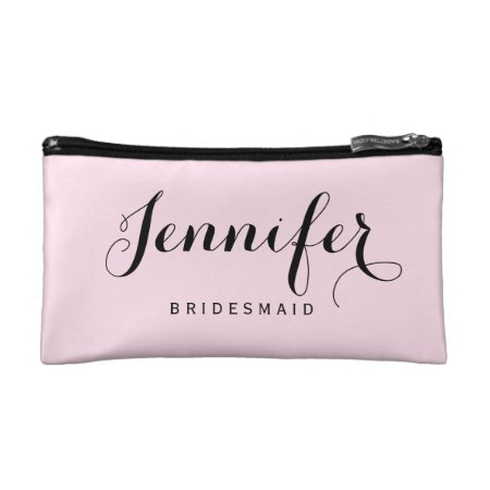 Chic Modern Typography Personalized Bridesmaid Makeup Bag