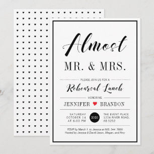 Chic Modern Typography Wedding Rehearsal Lunch Invitation