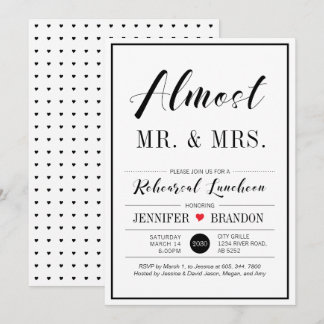 Chic Modern Typography Wedding Rehearsal Luncheon Invitation