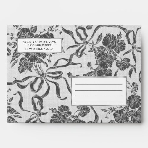 Chic Modern Vintage Black White Floral Pattern Envelope