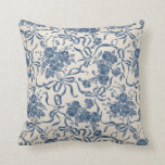 Chic Modern Vintage Ivory Navy Blue Floral Pattern Throw Pillow<br><div class="desc">This chic modern vintage ivory and navy blue custom designed print! It features a ivory and navy blue floral pattern in a vintage texture ivory background. It's girly! It's stylish! It's trendy! Enjoy this classic and fabulous pattern for your next purchase.All designs are printed.</div>