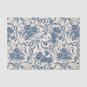 Chic Modern Vintage Ivory Navy Blue Floral Pattern Tissue Paper