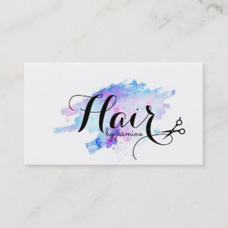 chic modern watercolor calligraphy hairstylist business card