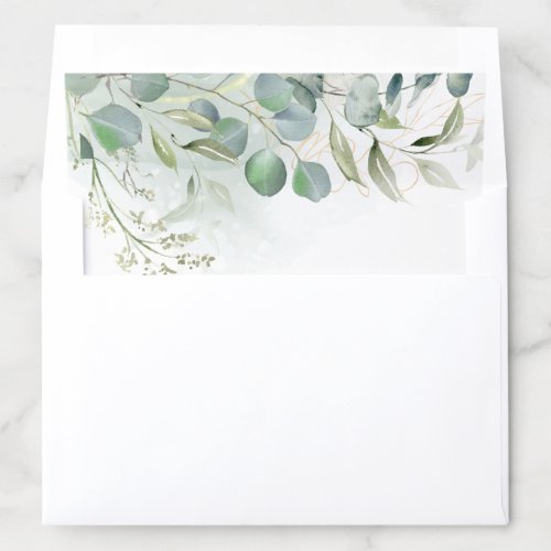 Chic Modern Watercolor Eucalyptus Wedding Envelope Liner