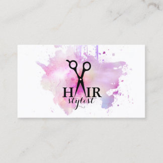 chic modern watercolor hairstylist hair stylist business card