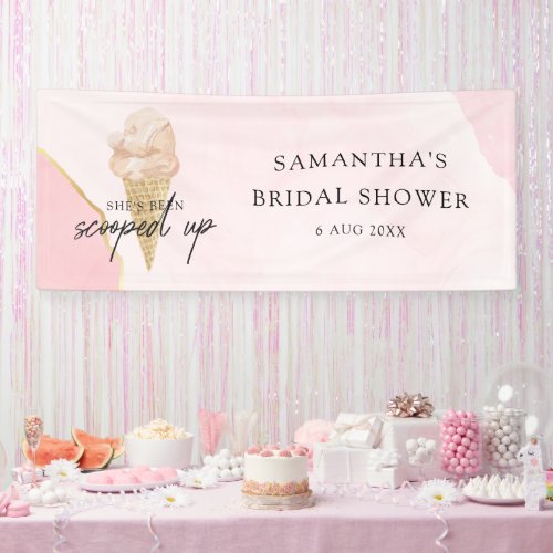 Chic Modern Watercolor Ice Cream Bridal Shower Banner