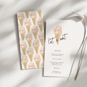 Chic Modern Watercolor Ice Cream Bridal Shower Menu