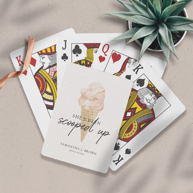 Chic Modern Watercolor Ice Cream Bridal Shower Poker Cards (Creator Uploaded)