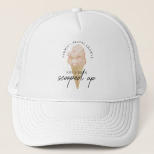 Chic Modern Watercolor Ice Cream Bridal Shower Trucker Hat