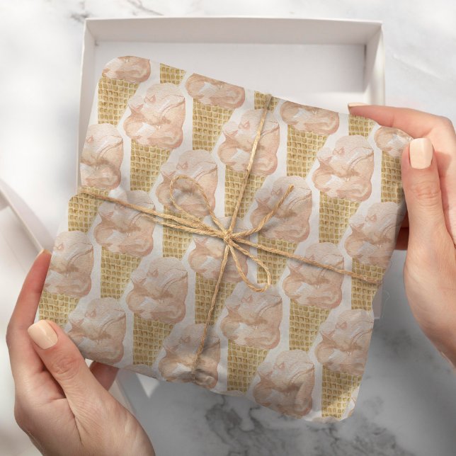 Chic Modern Watercolor Ice Cream Summer Wrapping Paper (Creator Uploaded)