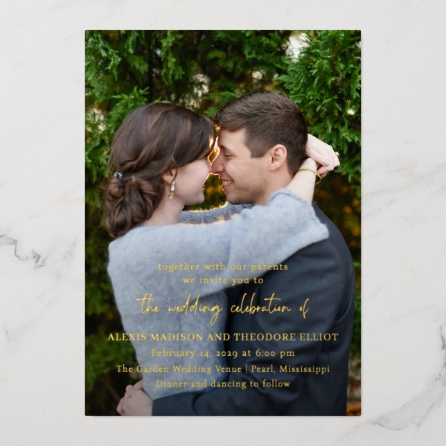 Chic Modern Wedding Foil Invitation (Front)