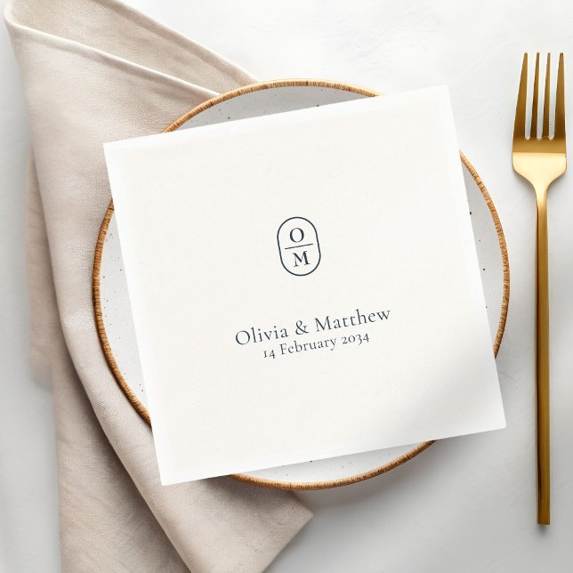 Chic Modern Wedding Monogram Wedding Napkins (Creator Uploaded)