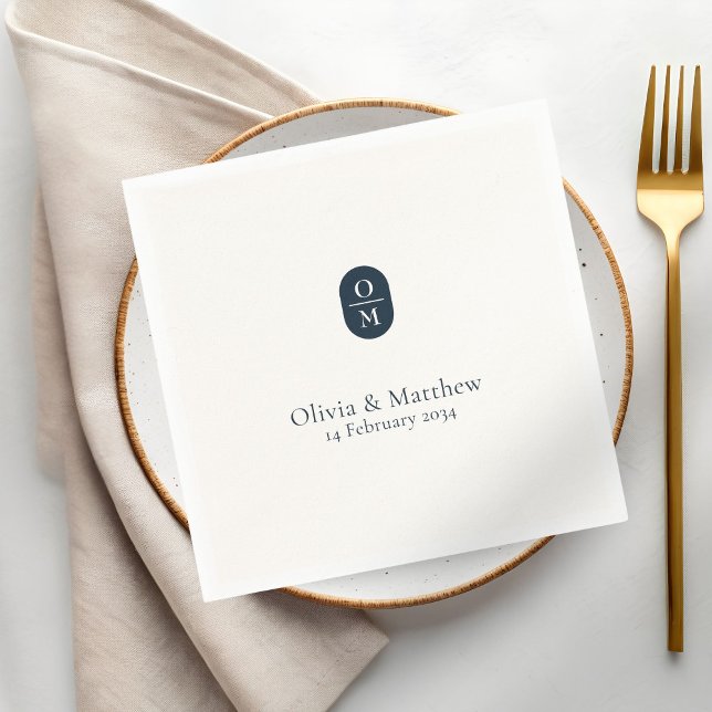 Chic Modern Wedding Monogram Wedding Napkins (Creator Uploaded)