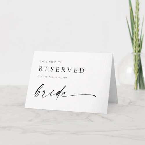 Chic  Modern Wedding Reserved Seat Folded Sign Card