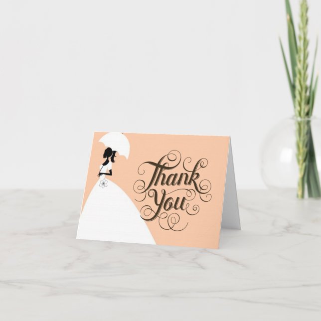 Chic Modern Wedding Thank You Card Elegant Bride (Front)