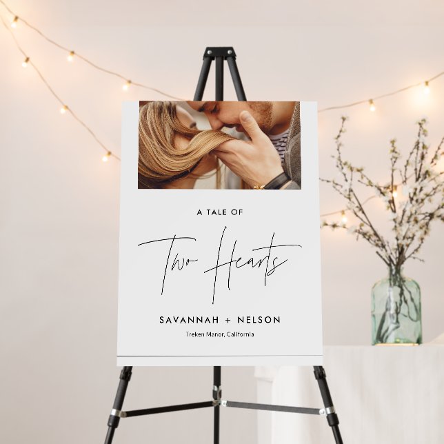 Chic Modern Wedding Welcome Sign with Photo (In Situ (Stand))