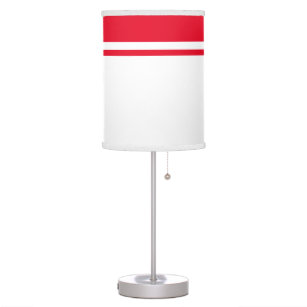 Chic Modern White Bright Red Top Racing Stripes  Table Lamp