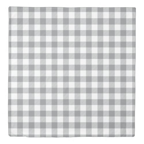 Chic Modern White Gray Buffalo Plaid Pattern Duvet Cover