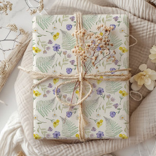 Chic Modern Wildflower Watercolor Pattern Wrapping Paper
