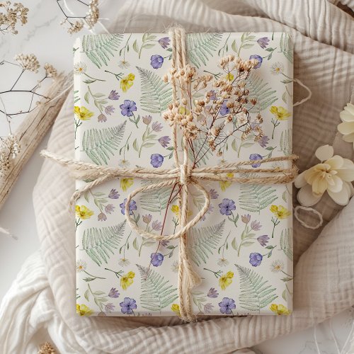 Chic Modern Wildflower Watercolor Pattern  Wrapping Paper