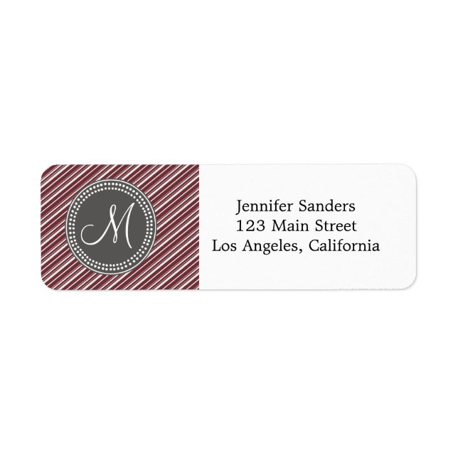 CHIC MODERN WINE STRIPES AND MONOGRAM LABEL (Front)
