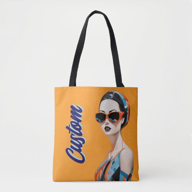 Chic modern woman, geometric elegance tote bag (Front)
