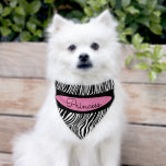 Chic Modern Zebra Skin Pattern Pet Dog  Bandana Collar<br><div class="desc">This modern and chic pet bandana is perfect for your precious pet dog with its stylish animal print theme. This dog bandana features a fun and fabulous zebra skin pattern in black and white with a pink badge to personalize with your fur baby's first name.</div>