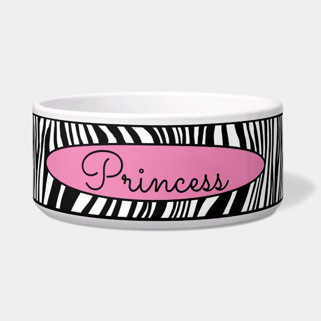 Chic Modern Zebra Skin Pattern Pet Dog Food Water Bowl (Front)