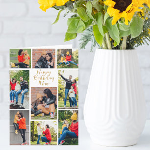 Chic Mom Daughter Photo Collage Custom Birthday Card