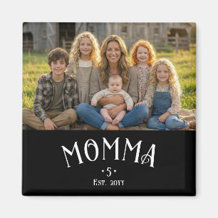 Chic Mom Established Kid Count Photo Black White Magnet